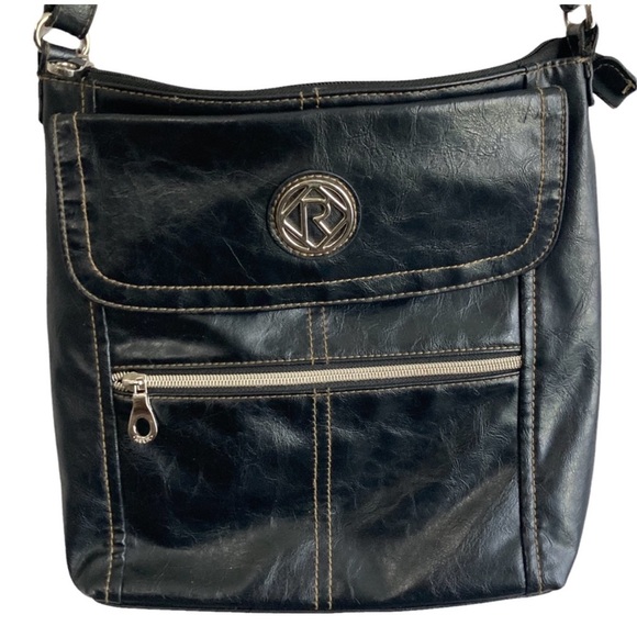 RELIC VEGAN LEATHER CROSSBODY BLACK PURSE - Picture 2 of 8
